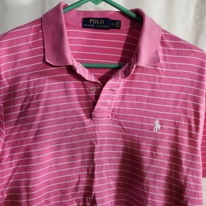 POLO RALPH LAUREN Sz. M.Pink/White Stripe Cotton